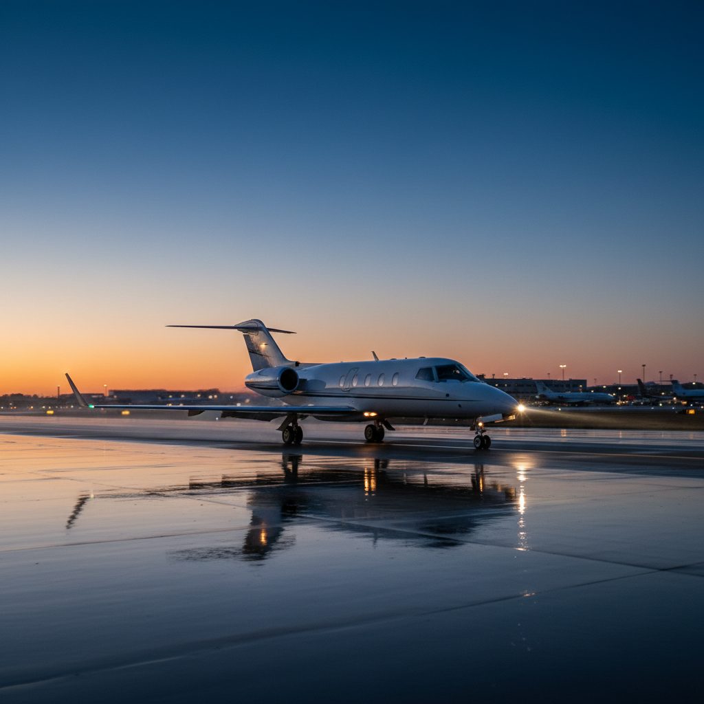 Bombardier LearJet 55, On the runway, illustrative image