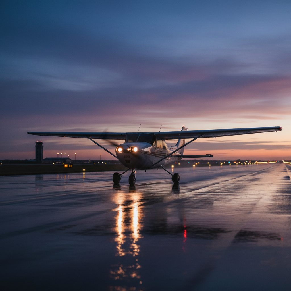 Cessna 182, On the runway, illustrative image