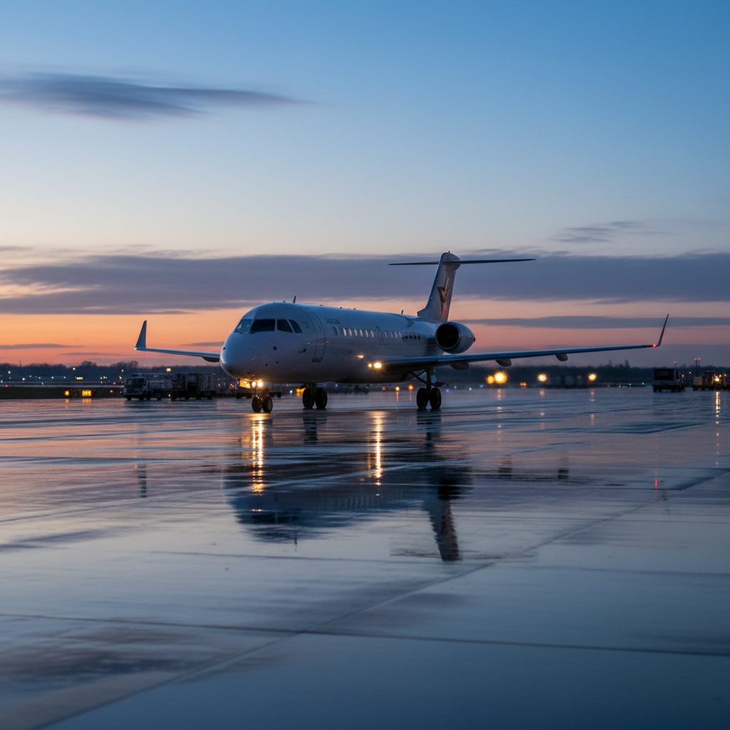 Fokker F100, On the runway, illustrative image