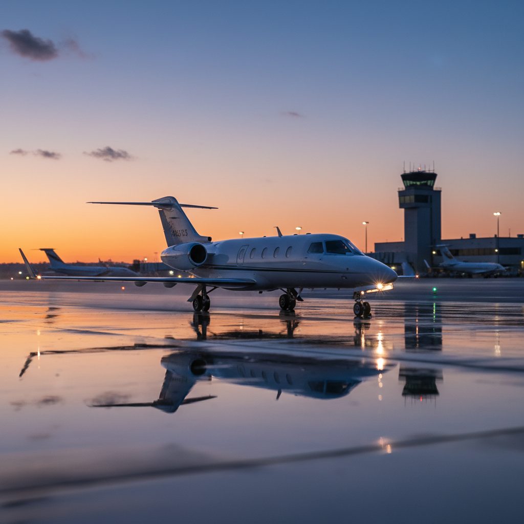 Bombardier Learjet 35A, On the runway, illustrative image
