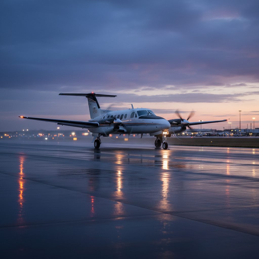 Beechcraft B200 Super King Air, On the runway, illustrative image