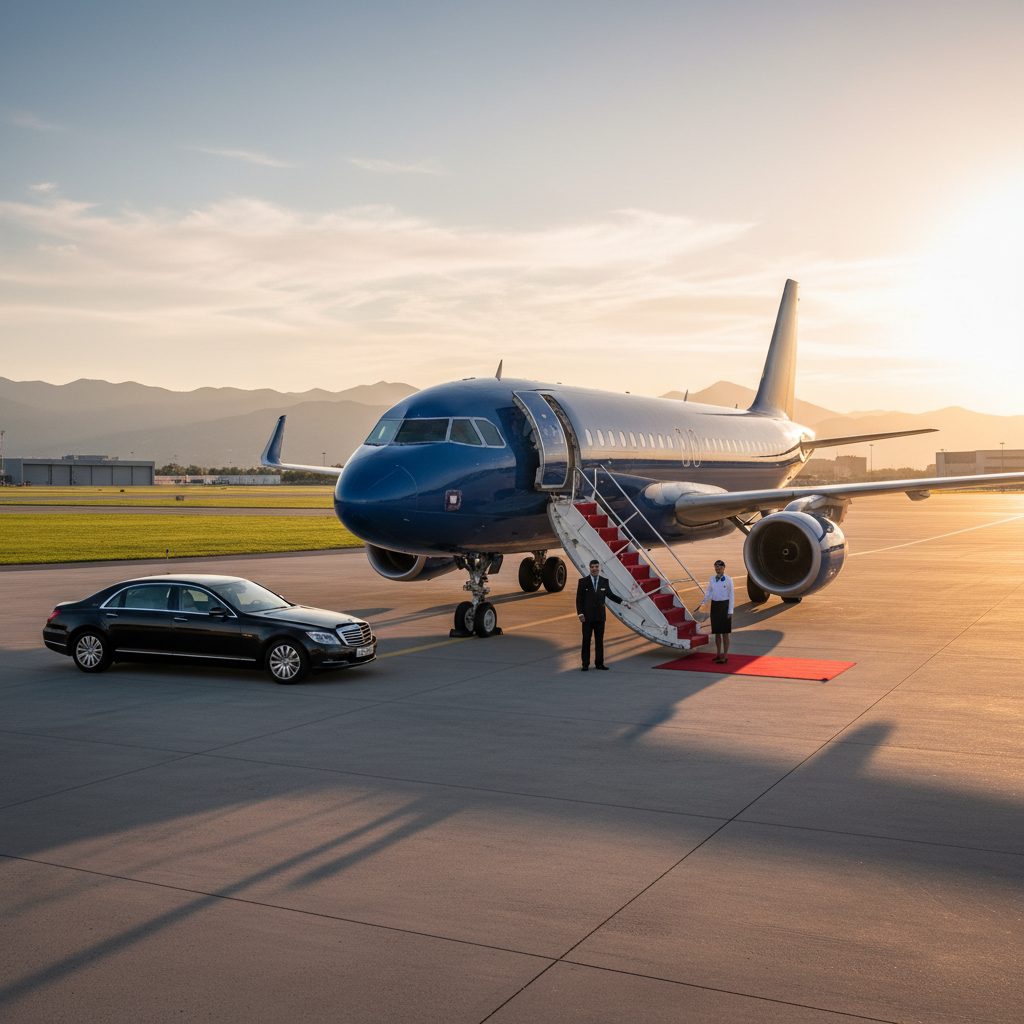 Airbus 319 Corporate Jet, Ready for boarding, illustrative image