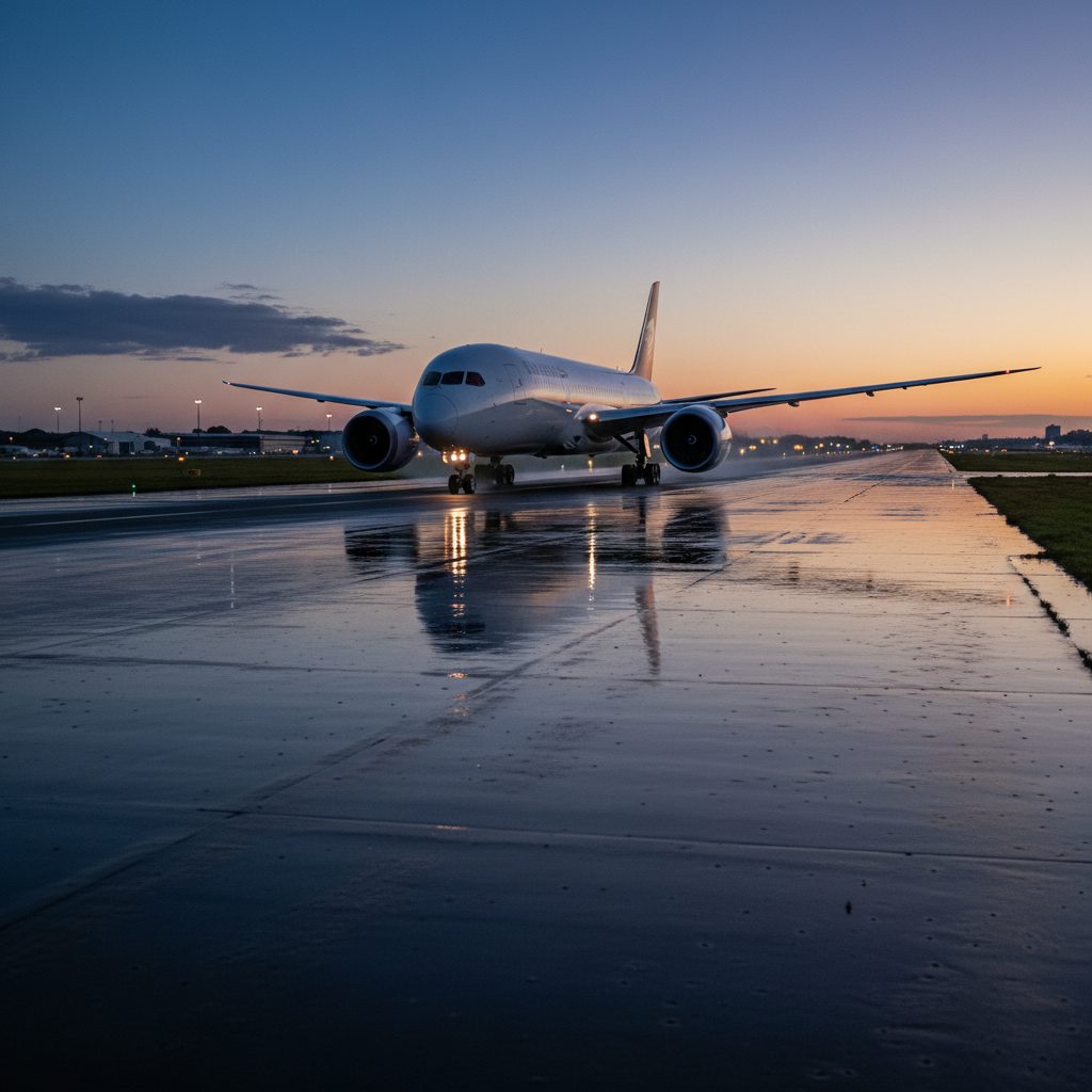 Boeing 787-8 Dreamliner, On the runway, illustrative image