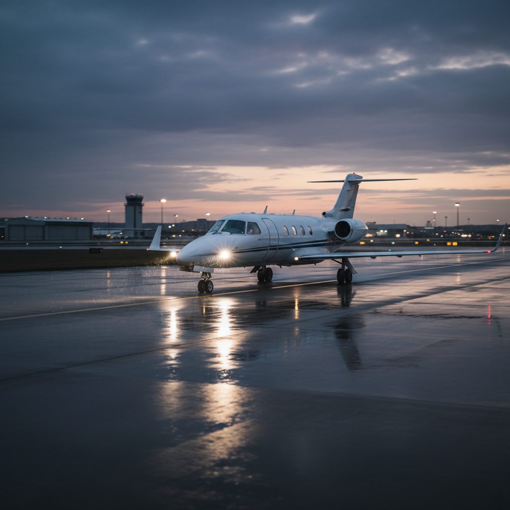 Bombardier Learjet 36A, On the runway, illustrative image