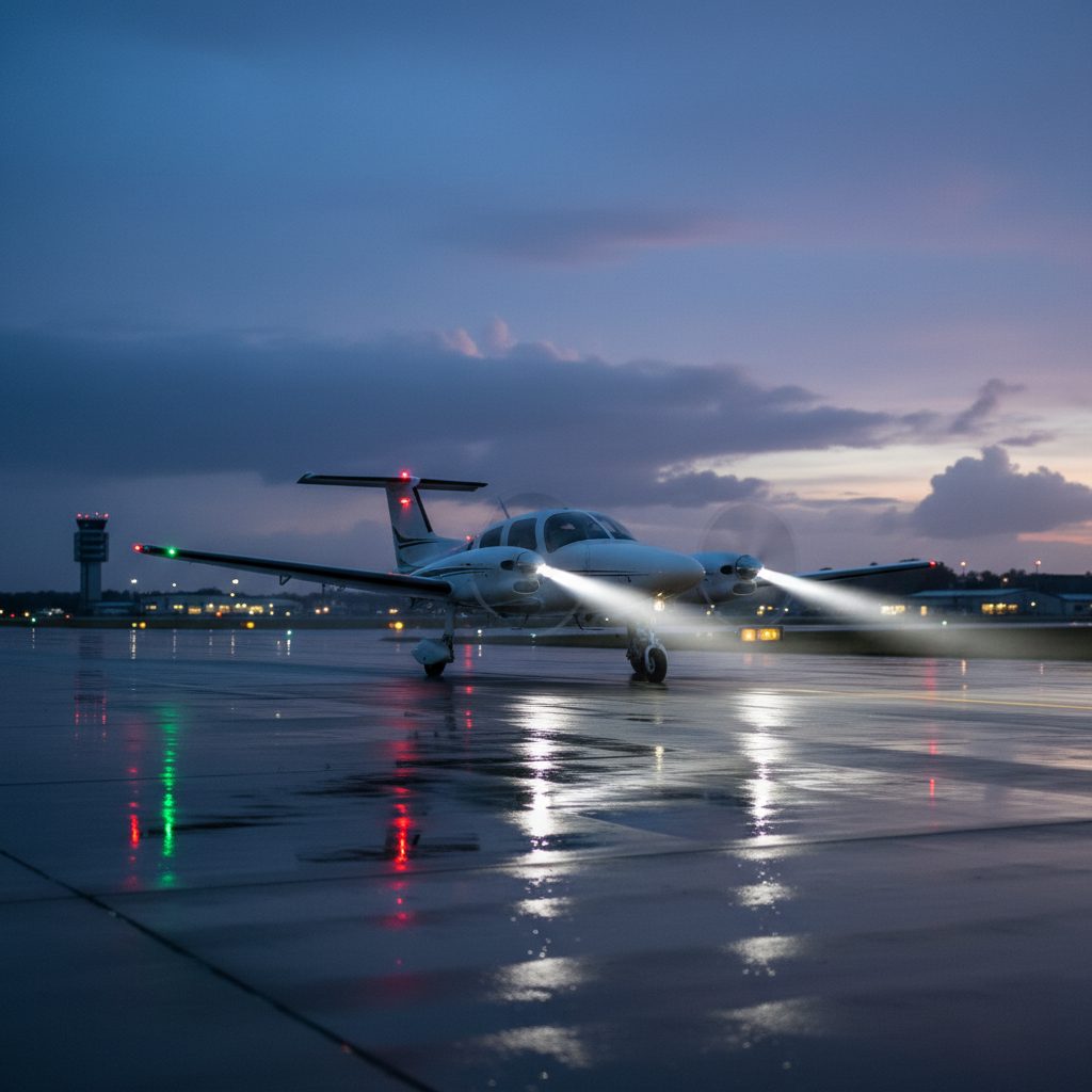 Diamond DA42 Twin Star, On the runway, illustrative image