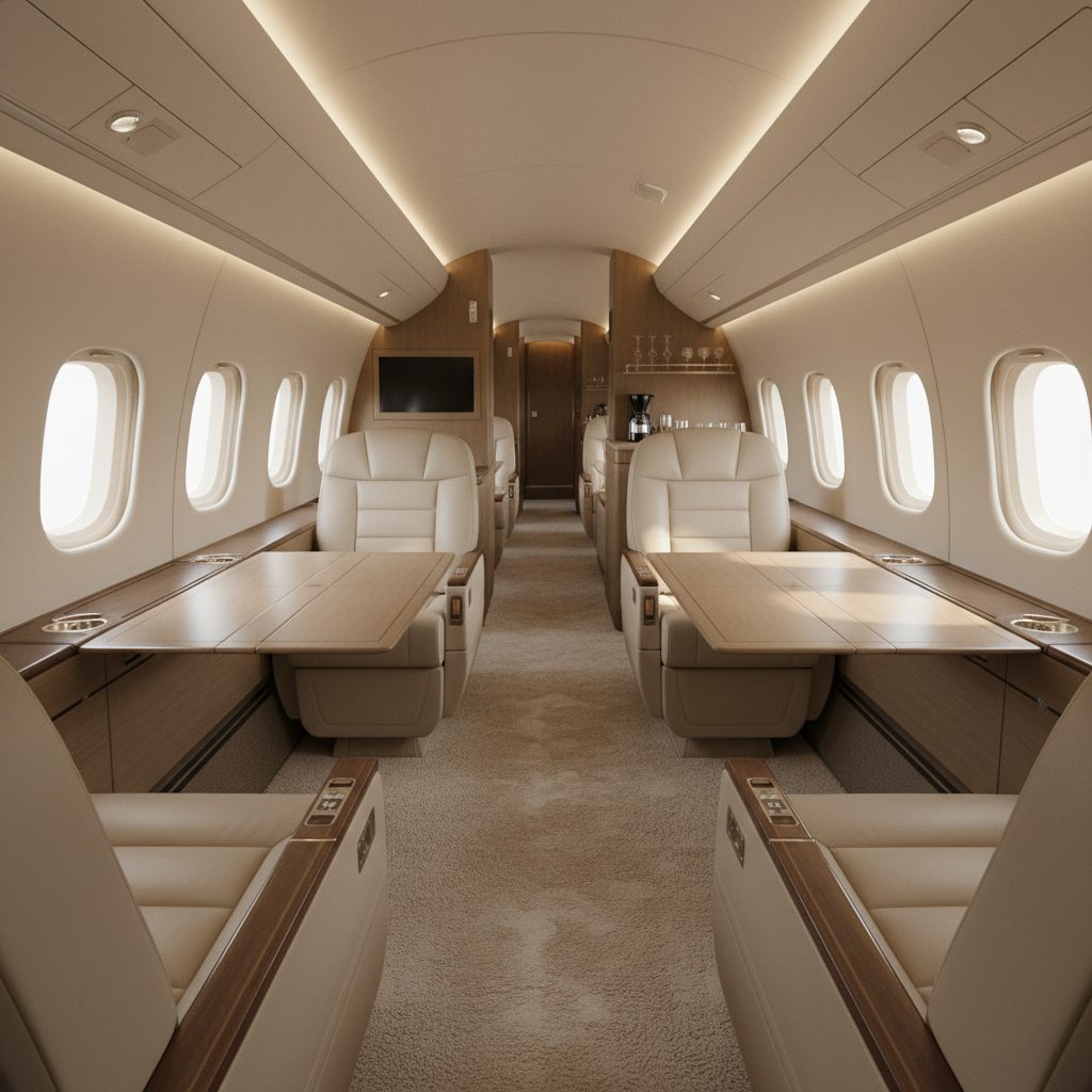Airbus 319 Corporate Jet, Private cabin, illustrative image