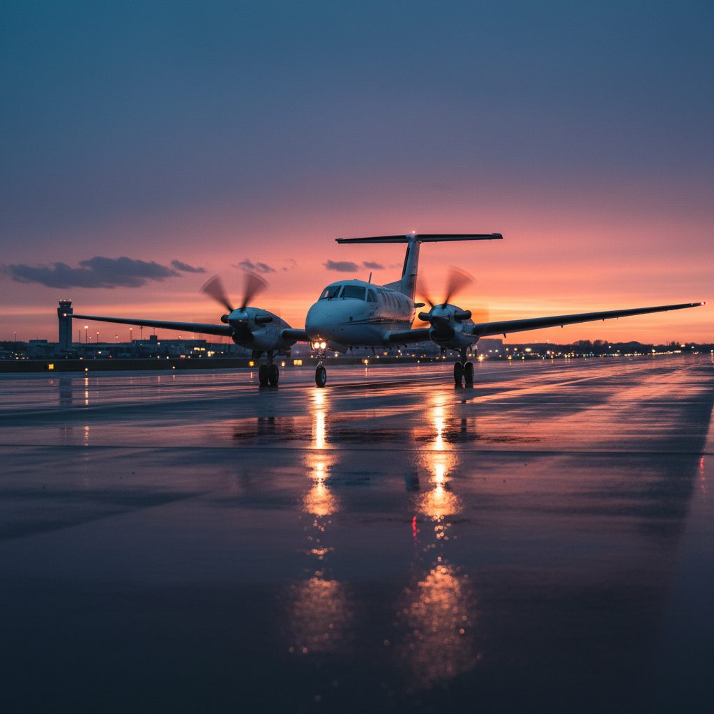 Beechcraft 350 King Air, On the runway, illustrative image
