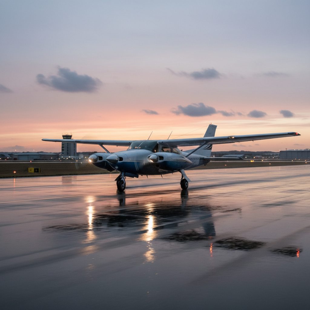 Cessna 310, On the runway, illustrative image