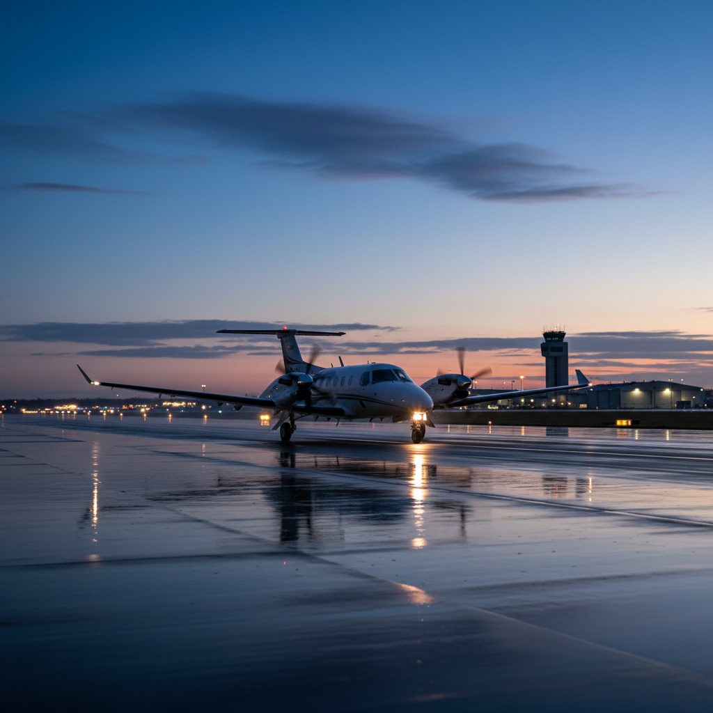 Piaggio P180 Avanti, On the runway, illustrative image