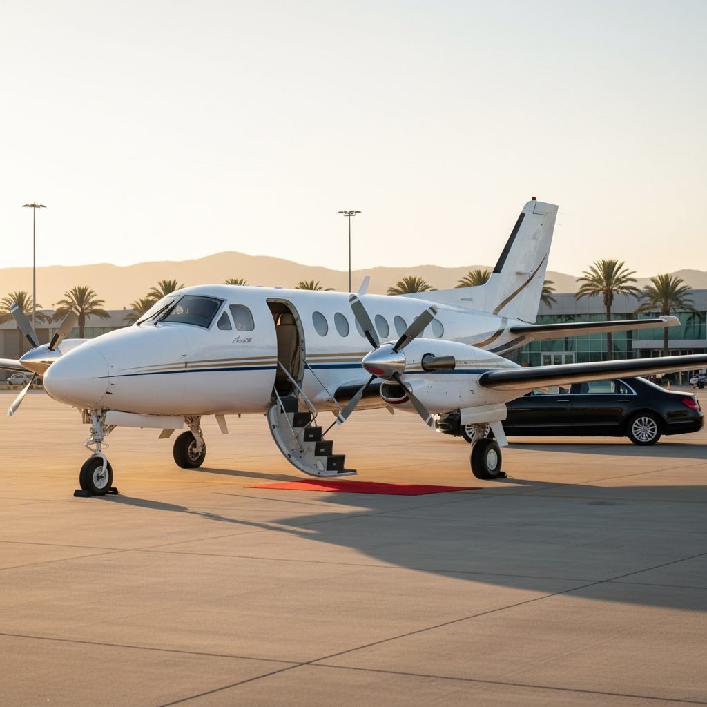 Beechcraft Beech 90 King Air, Ready for boarding, illustrative image