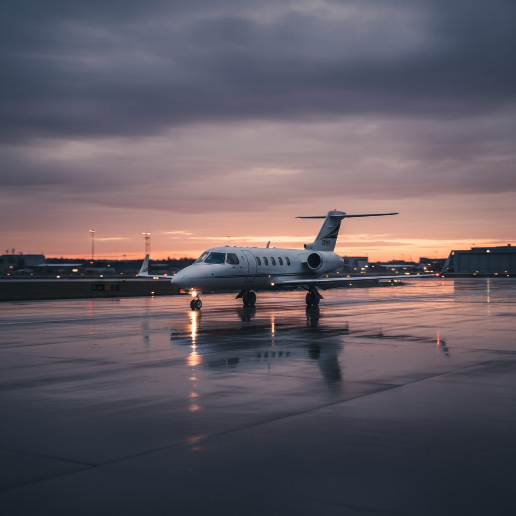 Bombardier Learjet 31, On the runway, illustrative image