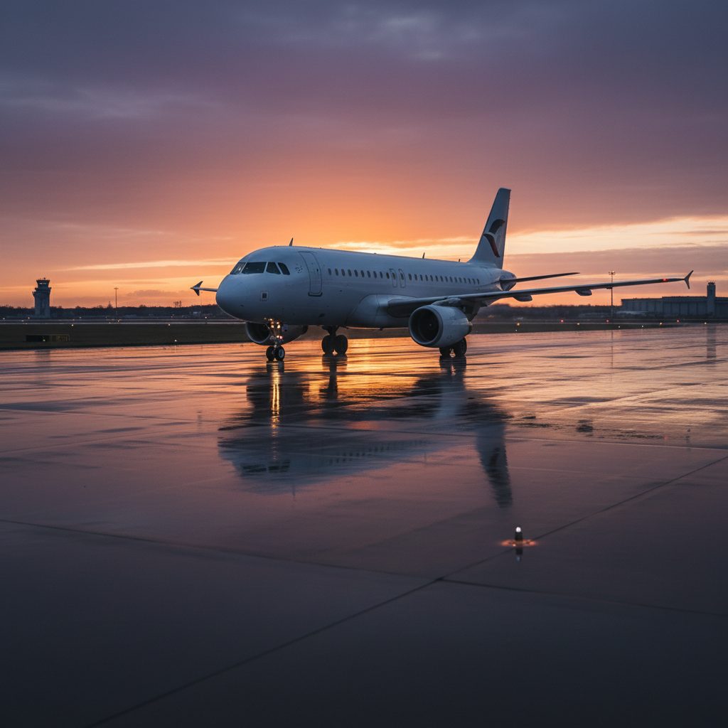 Airbus A318 Elite Corporate Jet, On the runway, illustrative image