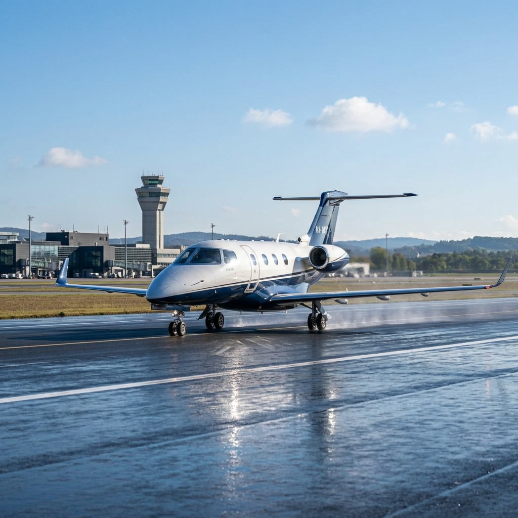 Embraer Phenom 300, On the runway, illustrative image
