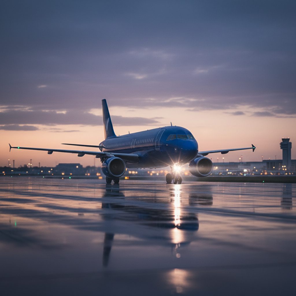 Airbus 319 Corporate Jet, On the runway, illustrative image