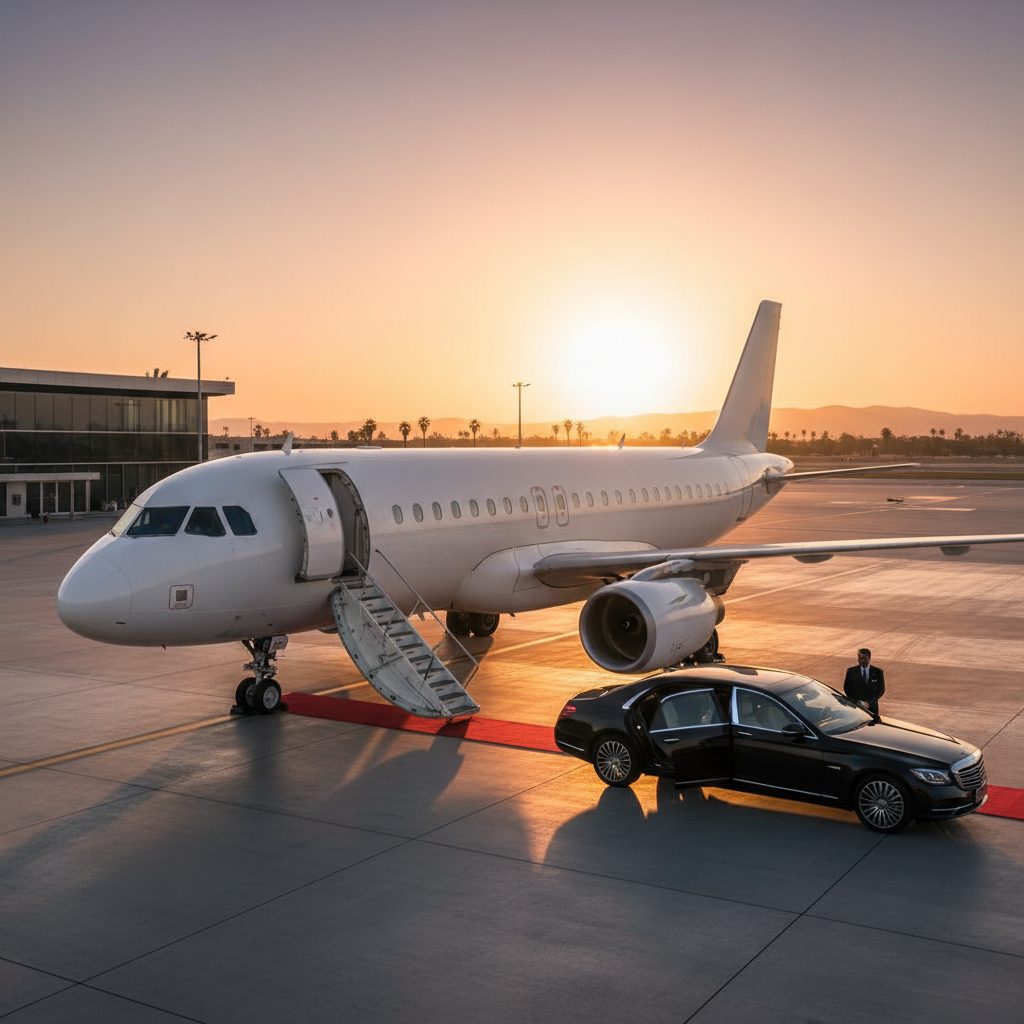 Airbus A318 Elite Corporate Jet, Ready for boarding, illustrative image