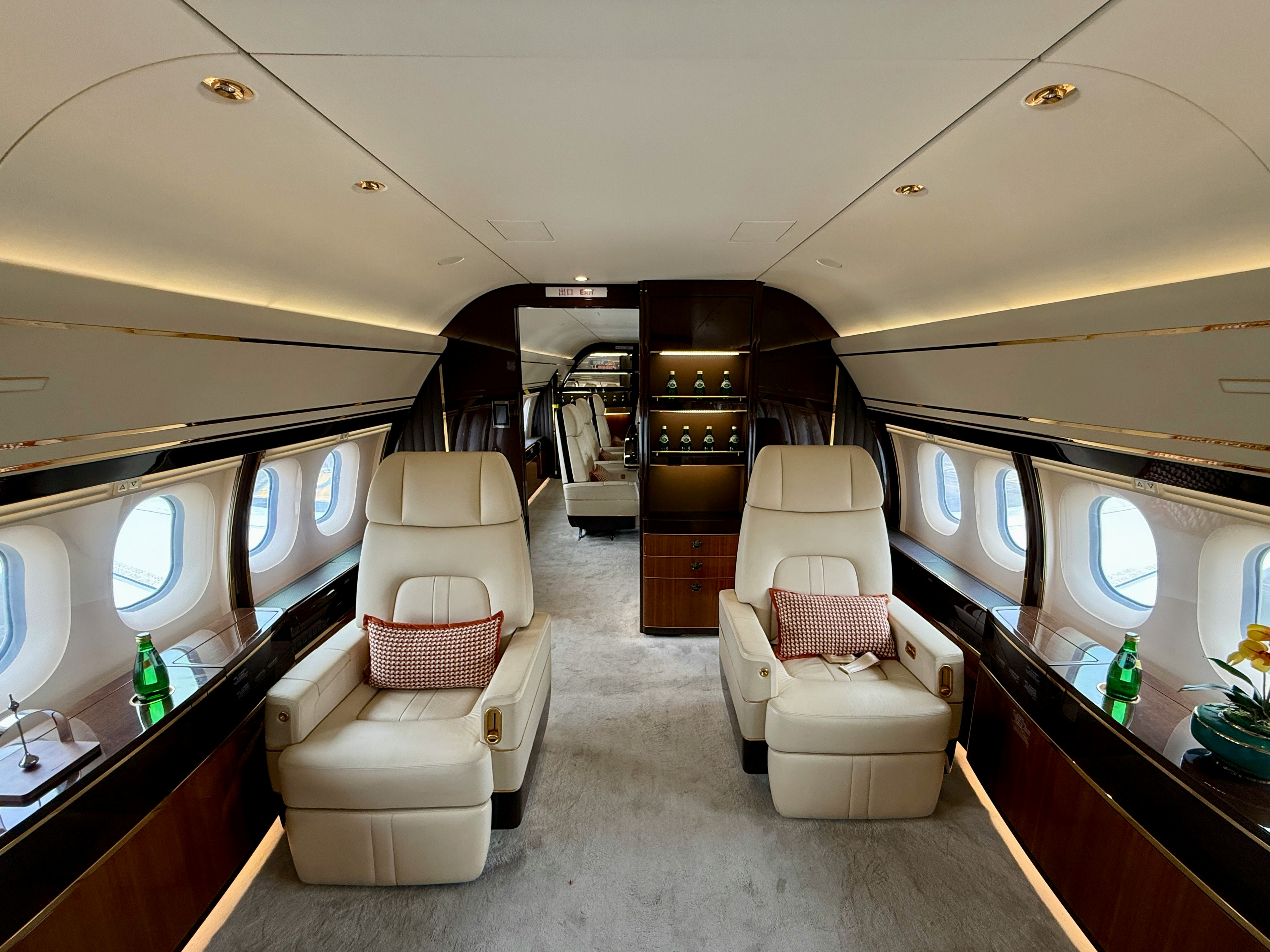 Private Jet Charter interior with pillows