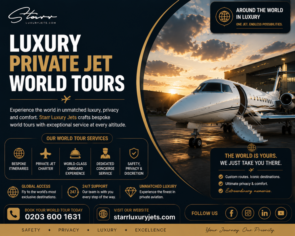 luxury private jet world tours